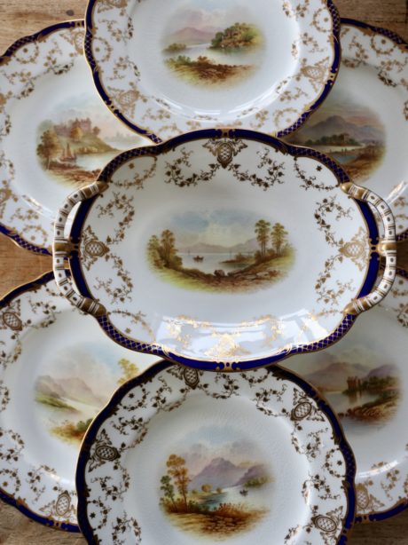 Antique English Coalport landscape plates