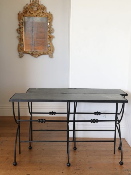 Bespoke iron Consoles paired with Welsh Slate Tops