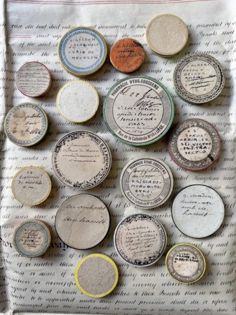 Collection of antique boxed wax seals