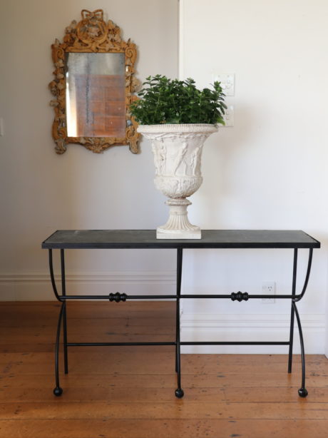 Bespoke iron Consoles paired with Welsh Slate Tops