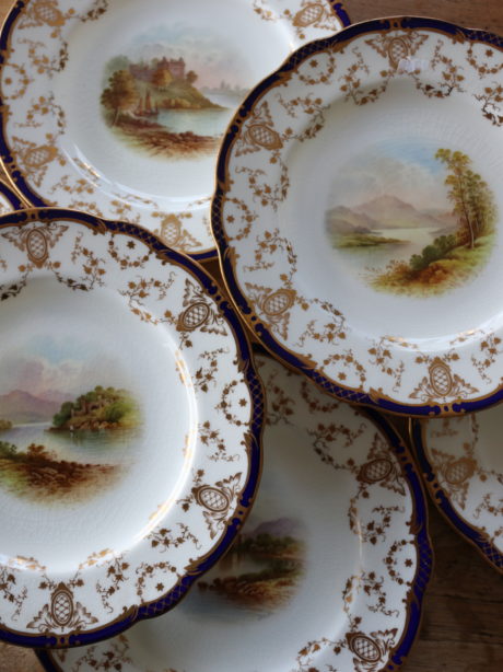 Antique English Coalport landscape plates
