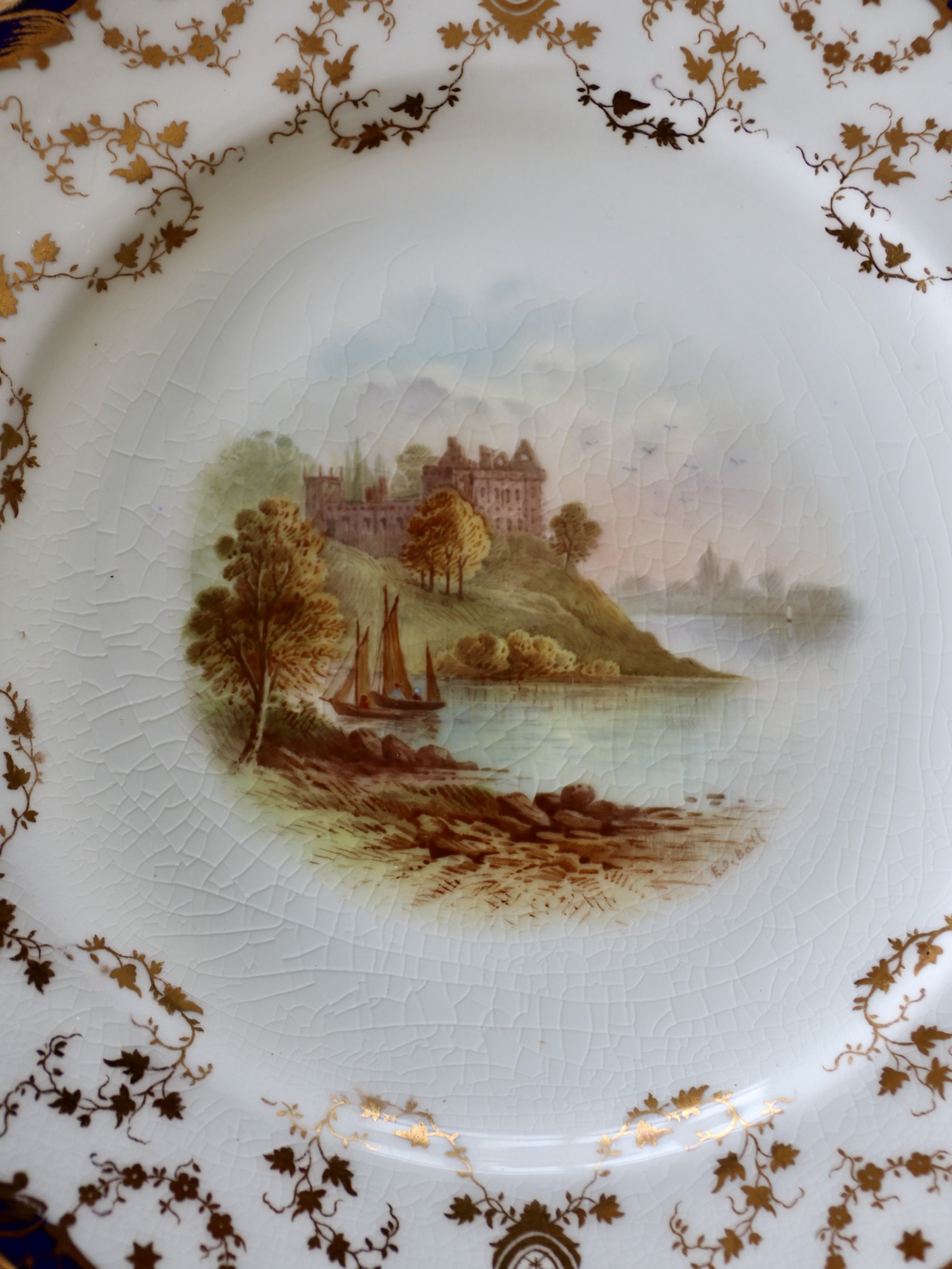 Antique English Coalport landscape plates – European Antiques