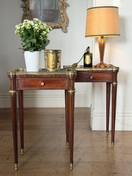Neoclassical mahogany bedside tables
