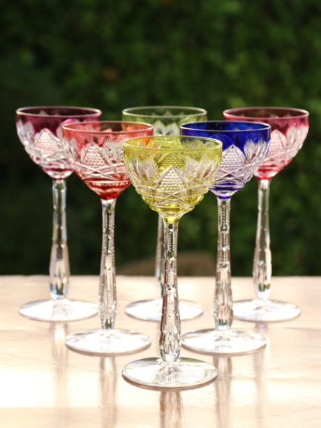 Harlequin set of Josephine crystal wine glasses