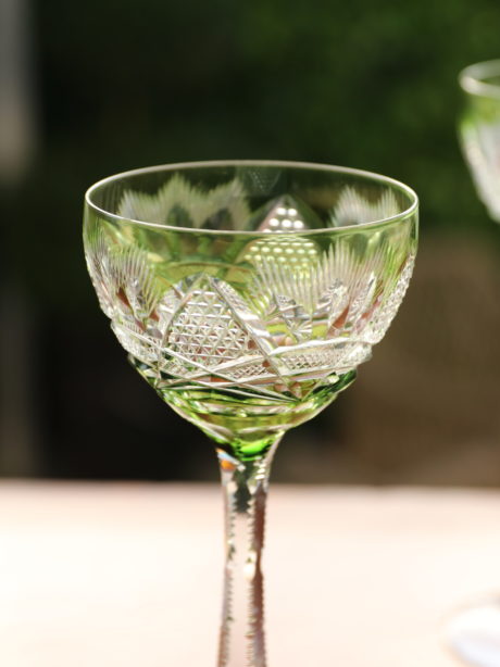 Six crystal wine glasses by the Josephine Glassworks