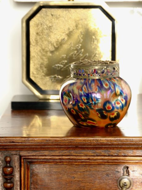 Glass Millefiori pattern pique fleur vase