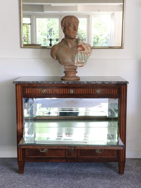 Louis XVI Style Marble-Top Cocktail commode Cabinet