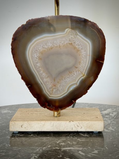 Vintage Travertine and Agate Table Lamp