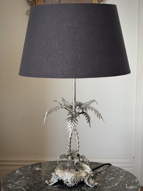 Antique silver plated palm tree epergne lamp