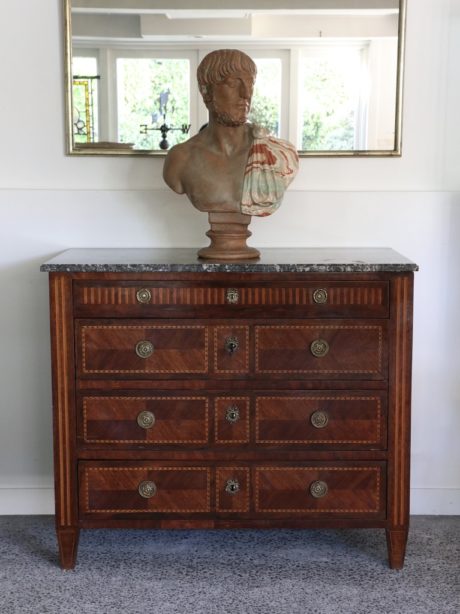 Louis XVI Style Marble-Top Cocktail commode Cabinet