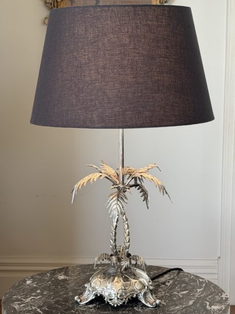 Antique silver plated palm tree epergne lamp
