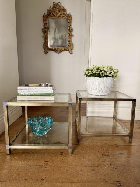 A pair of vintage Hollywood Regency side tables
