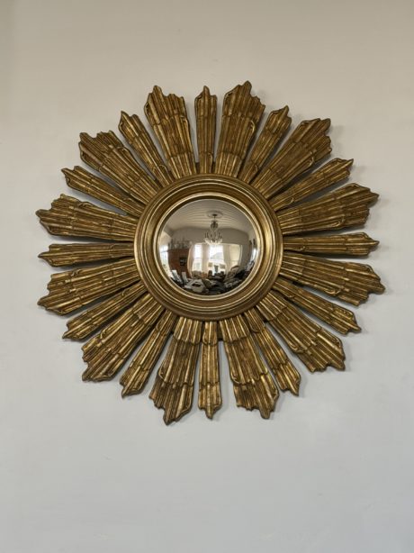 French Louis XIV style gilt wood sunburst mirror