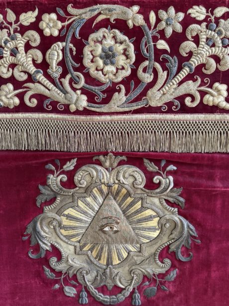 Antique 19th century Crimson Velvet Altar Frontal
