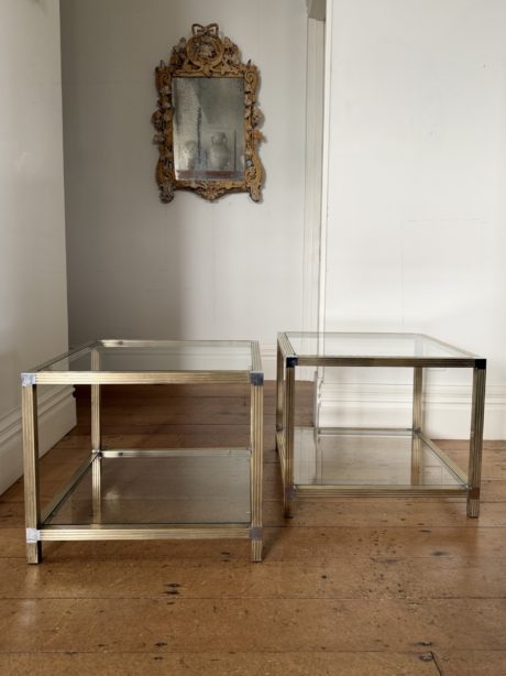 A pair of vintage Hollywood Regency side tables